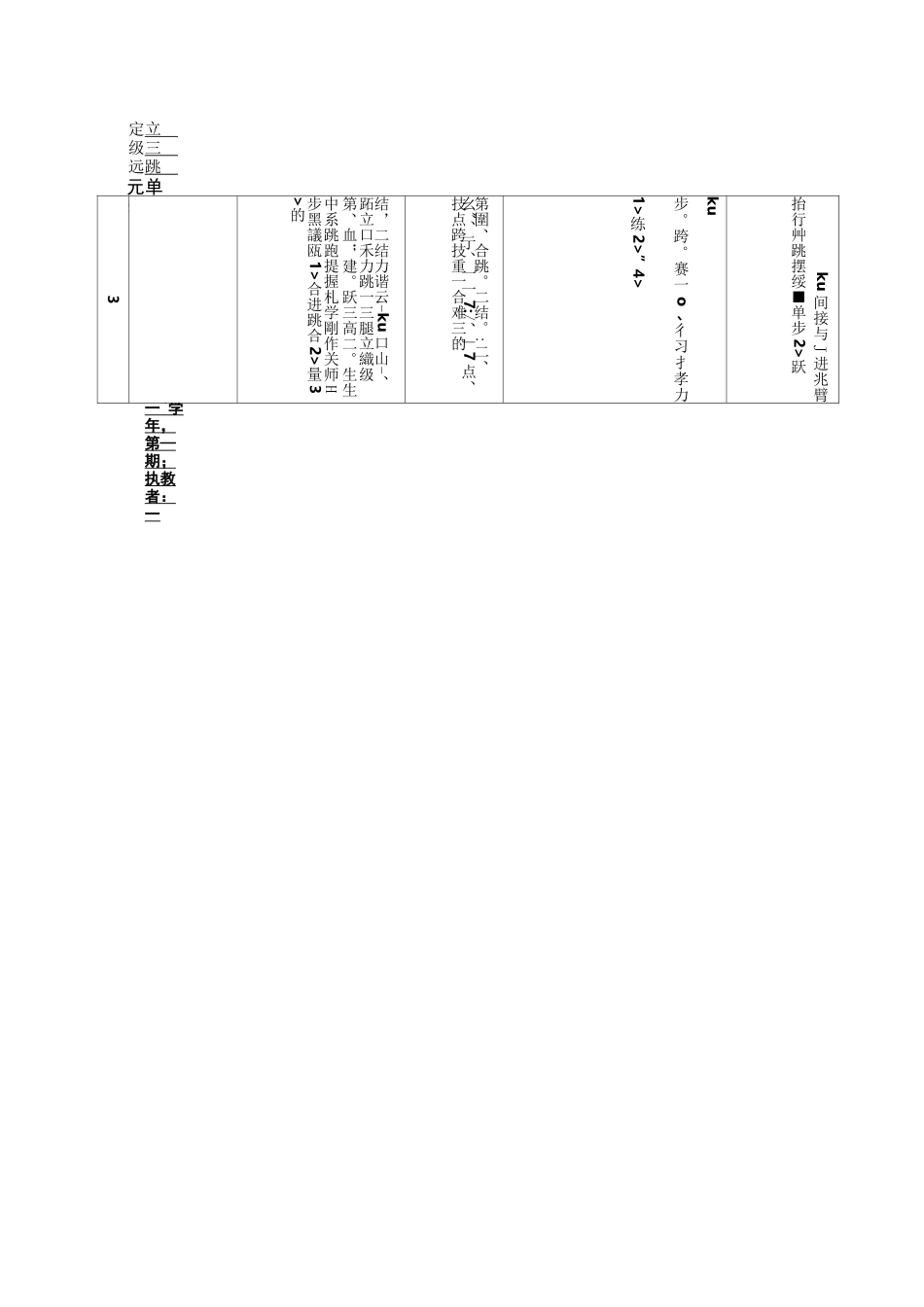 初三(上)立定三级跳远单元教学计划及教案_第2页