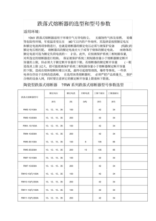跌落式熔断器的选型和型参数