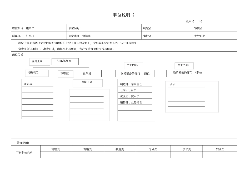 跟单员职位说明书_第1页