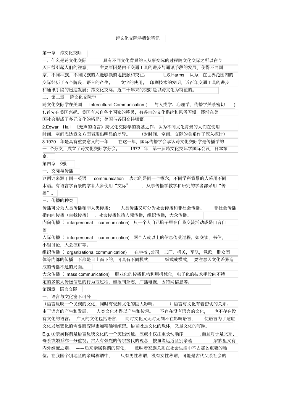 跨文化交际学概论笔记_第1页