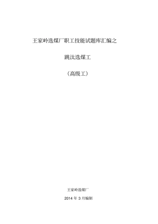跳汰选煤工高级工