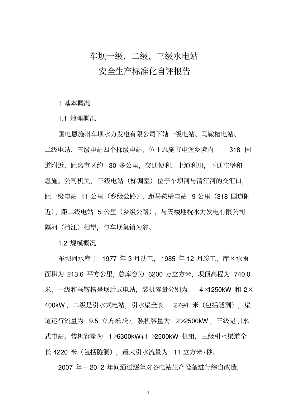 车坝一级、二级、三级电站安全生产标准化自评报告_第2页