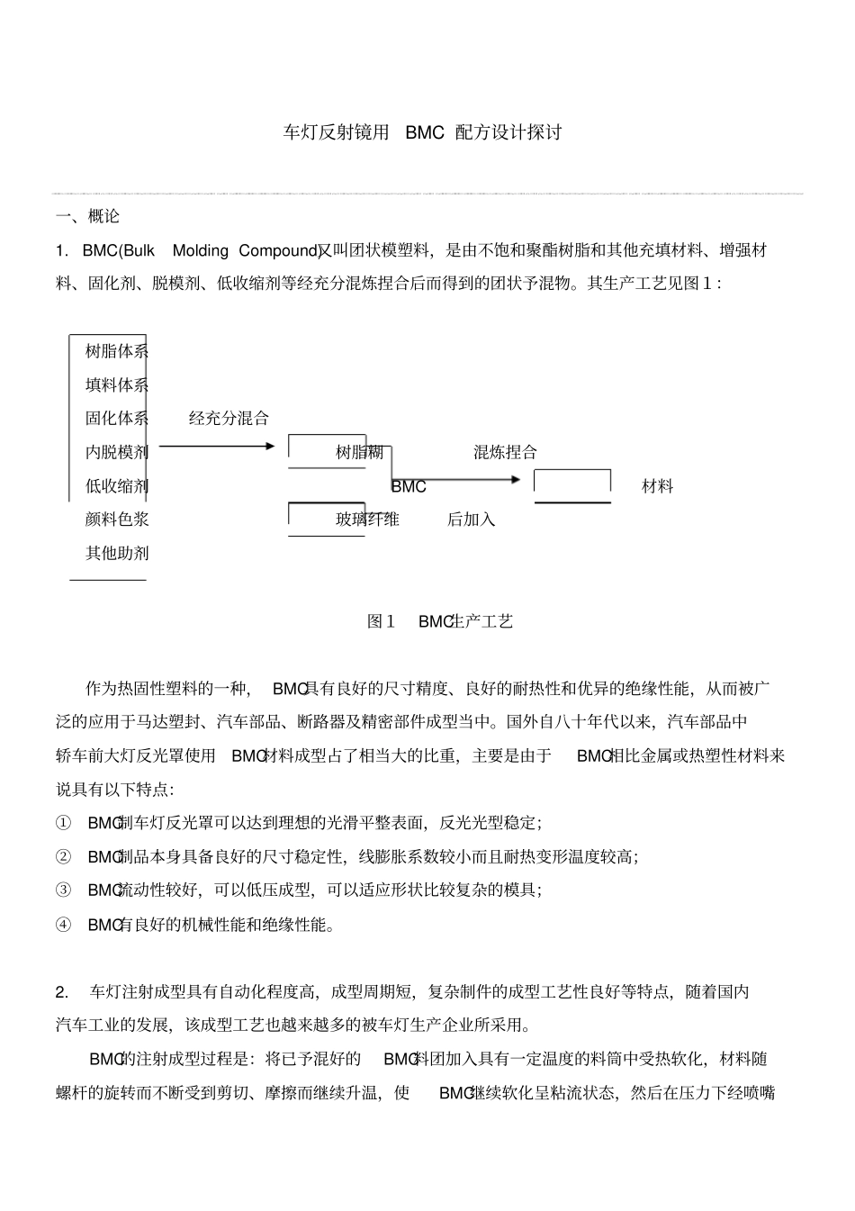 车灯反射镜用BMC配方设计探讨_第1页
