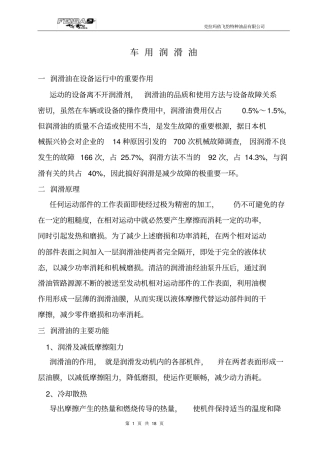 车用润滑油使用的基本知识