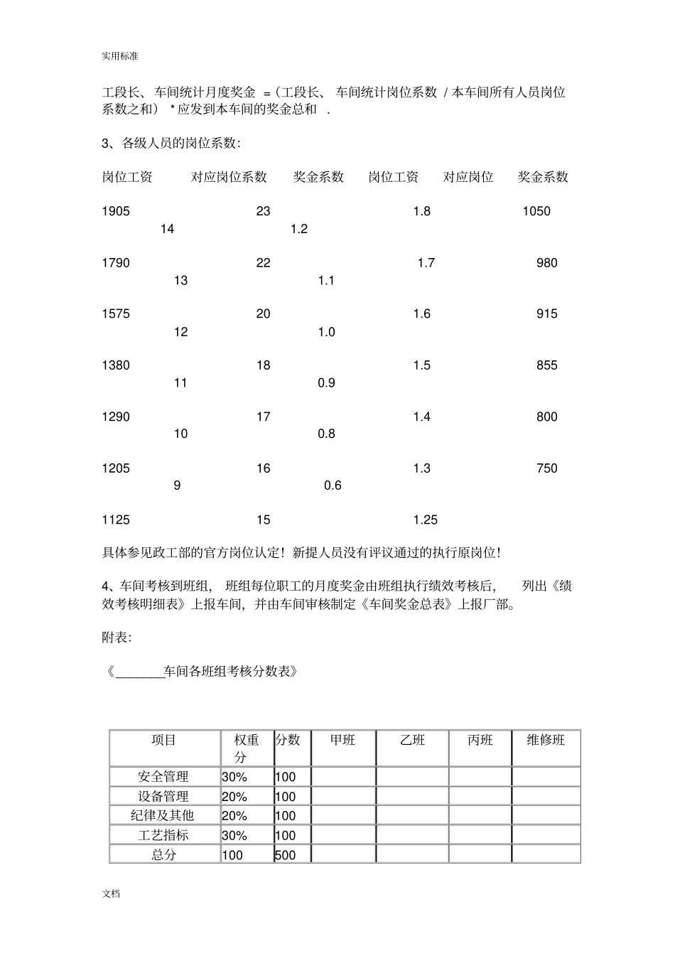 车间绩效考核及奖金分配方案设计试行_第3页