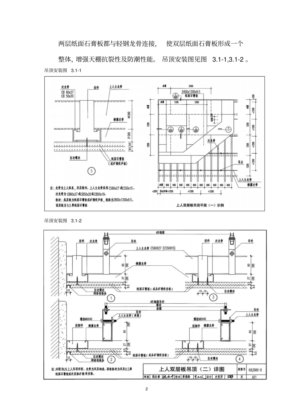 轻钢龙骨双层石膏板吊顶工法讲解_第2页