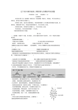 辽宁兴城2019届高三理综第九次模拟考试试题