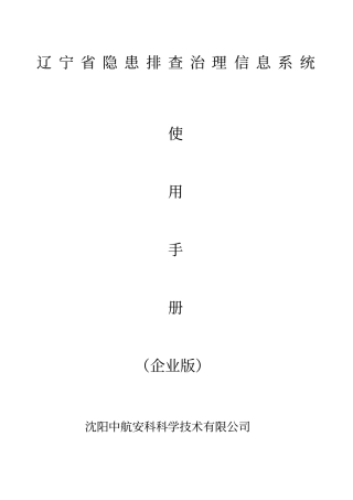 辽宁隐患排查治理信息系统使用手册版