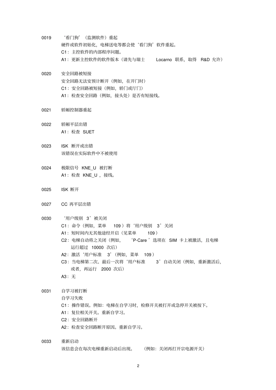 迅达电梯3300故障代码教材_第2页