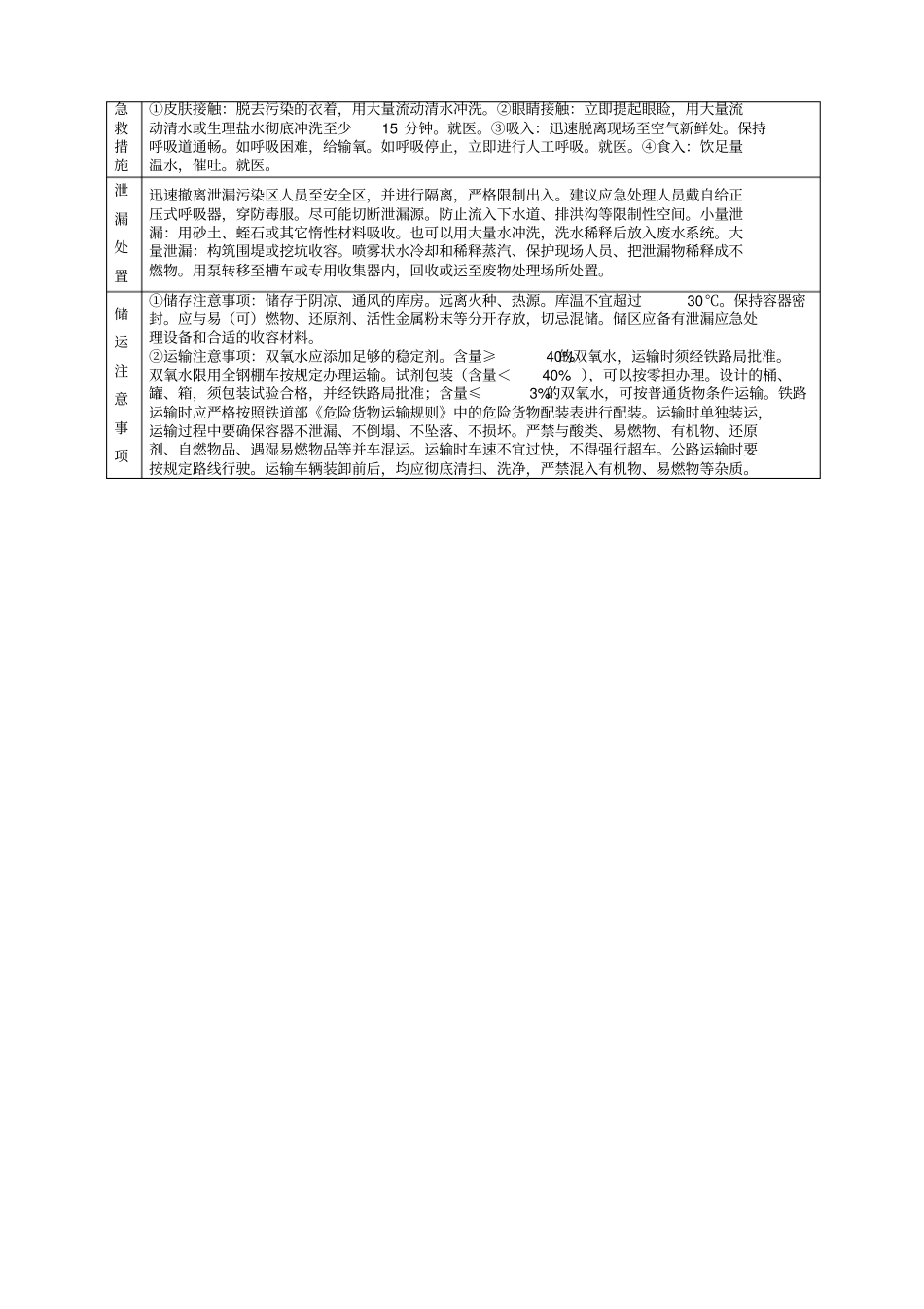 过氧化氢的理化性质及危险特性表_第2页