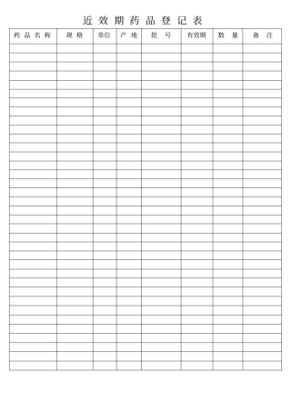 近效期药品登记表