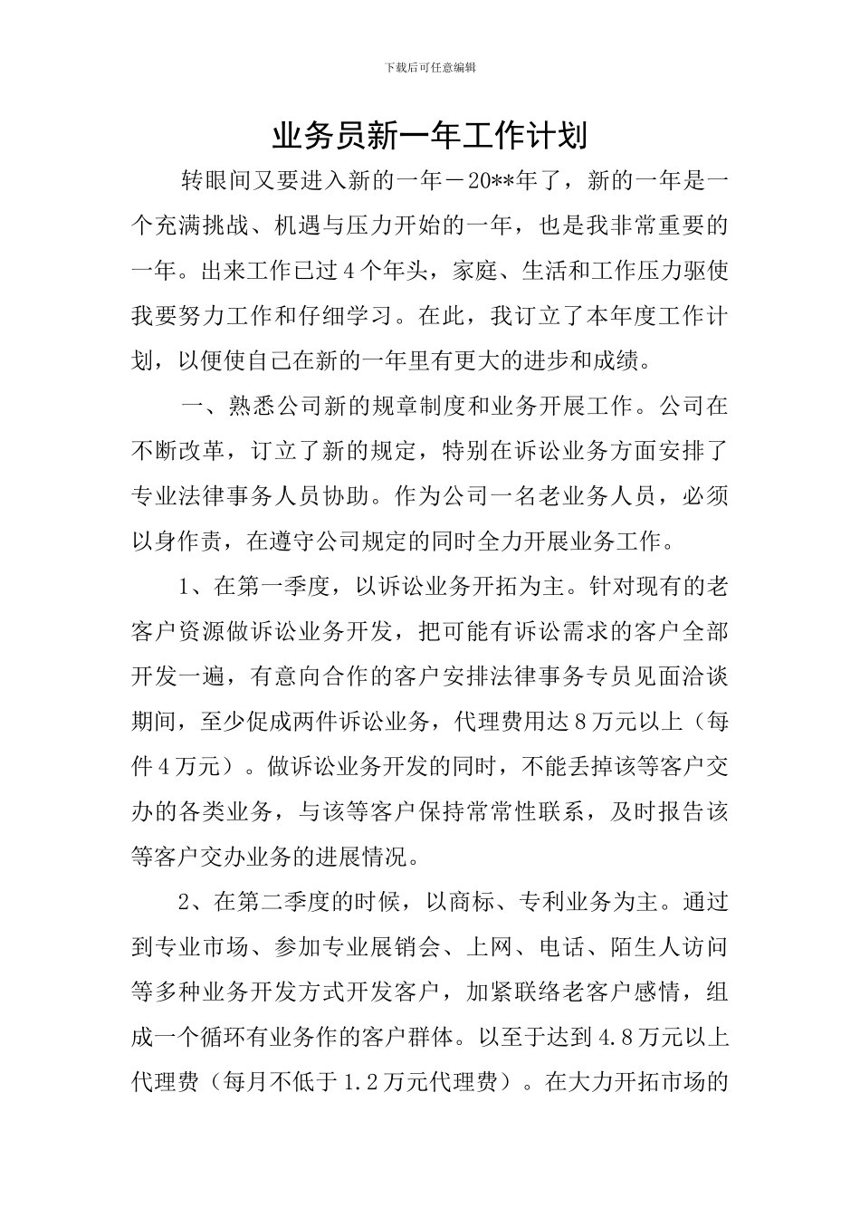 业务员新一年工作计划_第1页