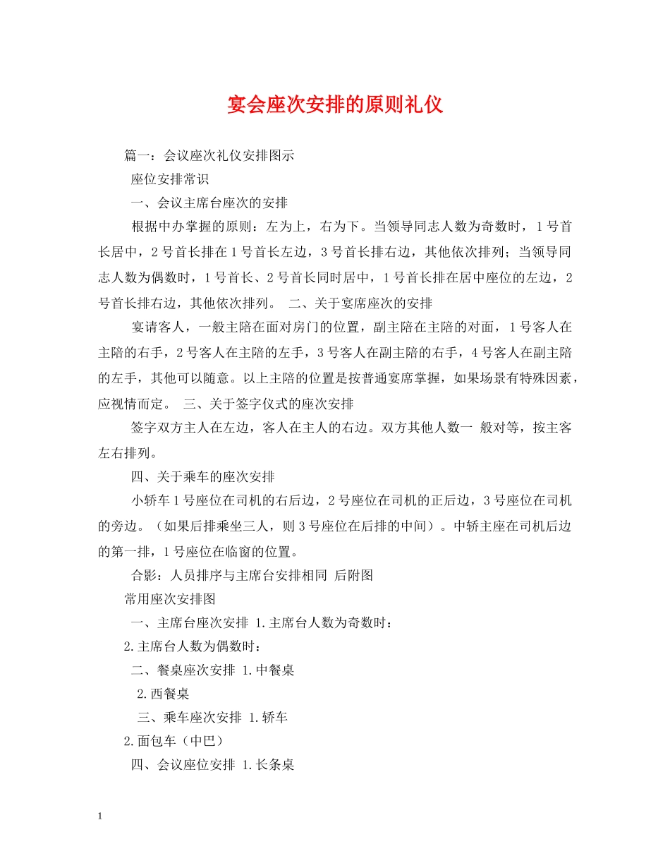 宴会座次安排的原则礼仪 _第1页