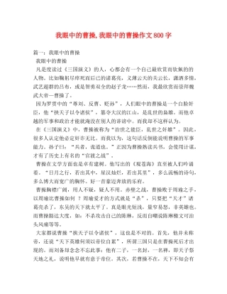 我眼中的曹操,我眼中的曹操作文800字 