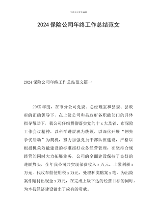 2024保险公司年终工作总结范文