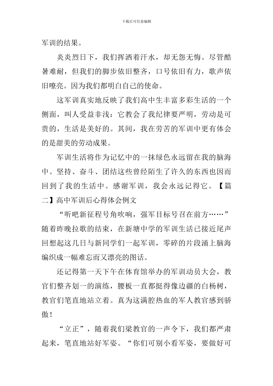 高中军训后心得体会例文_第3页