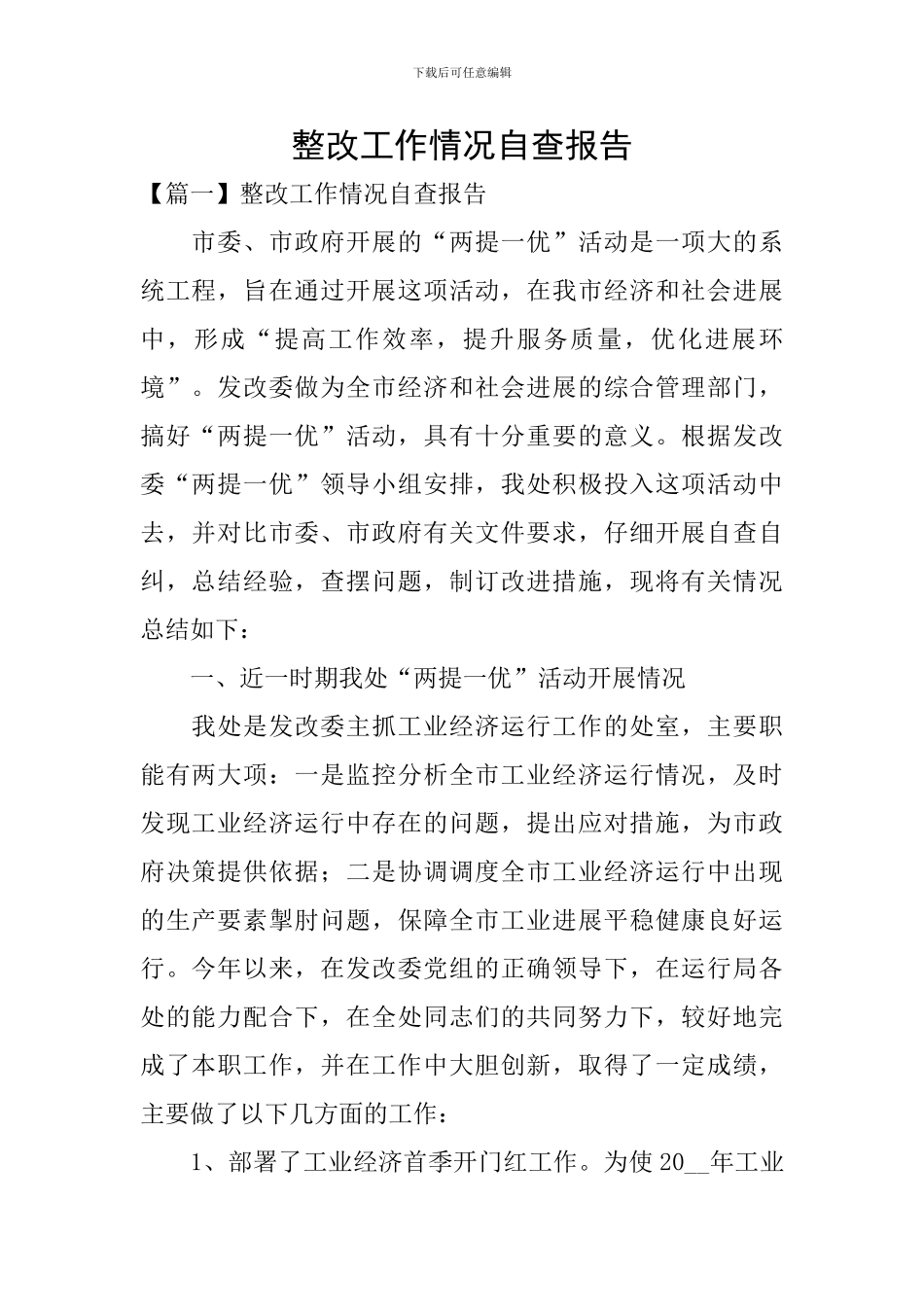 整改工作情况自查报告_第1页
