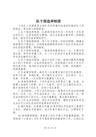 队干部选举制度