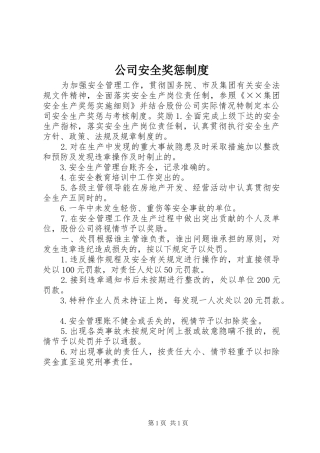 公司安全奖惩制度