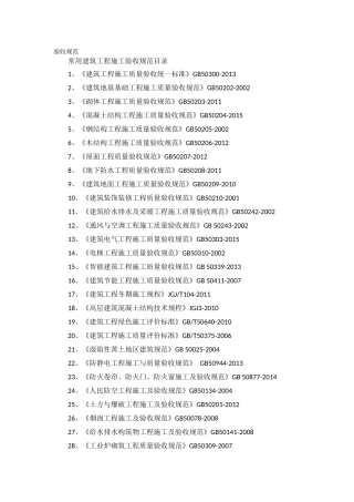 2017年建筑工程验收规范目录