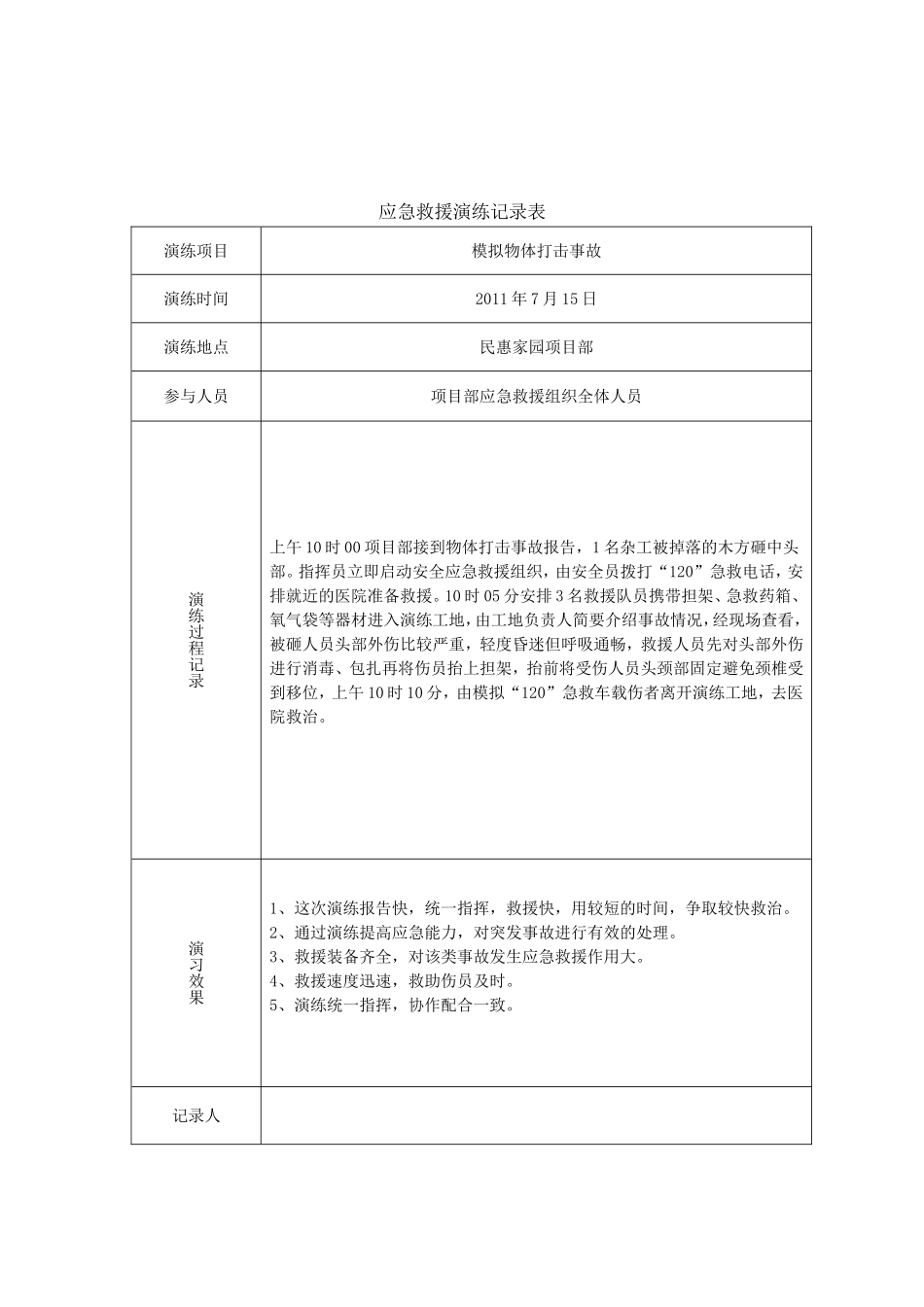应急救援演练记录表_第2页