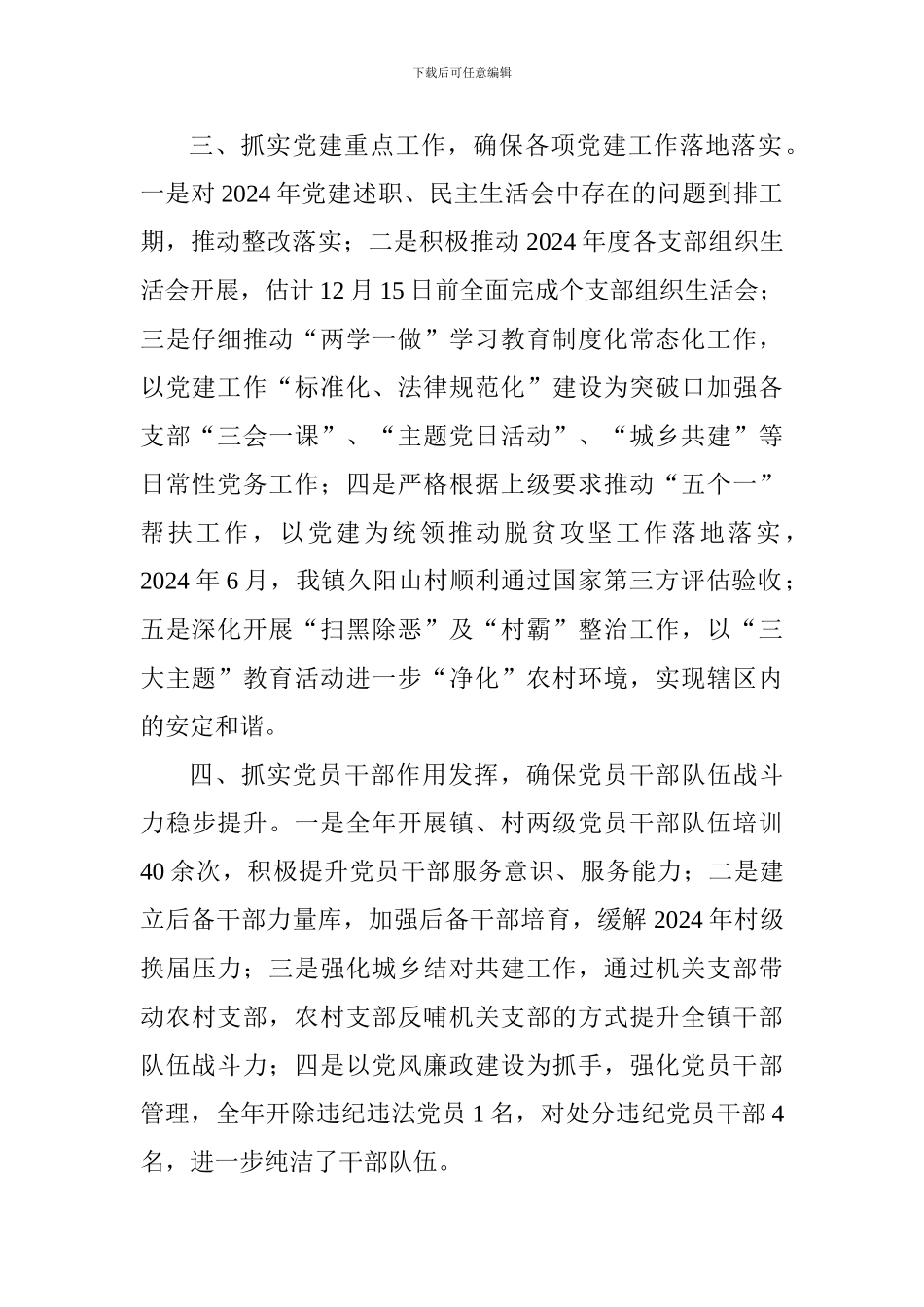 镇委员会2024年度党建工作开展情况总结_第2页