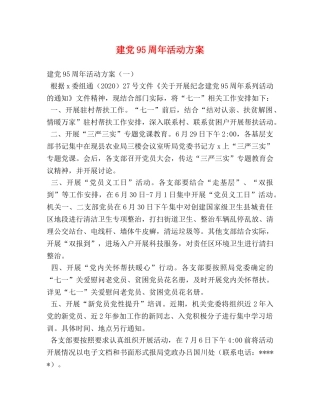 建党95周年活动方案 