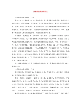 升初的自我介绍范文 