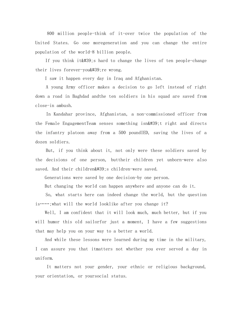 海军上将麦瑞文在德州大学奥斯汀分校2024年毕业典礼英语演讲稿 _第2页