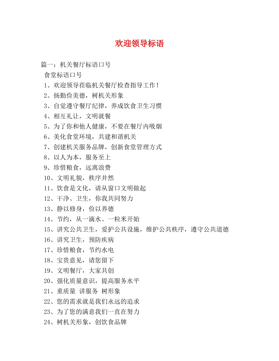 欢迎领导标语 _第1页