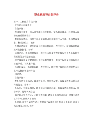 职业素质和自我评价 