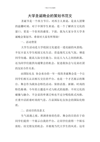 大学圣诞晚会的策划书范文