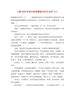 上海2024年语文高考最高分作文点评（2）2 