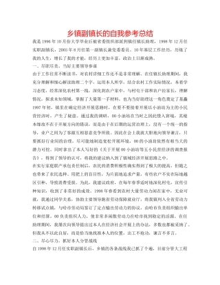 乡镇副镇长的自我参考总结 