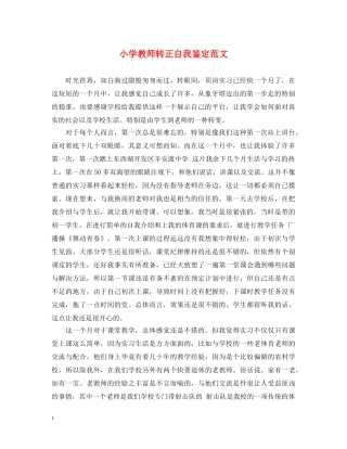 小学教师转正自我鉴定范文 