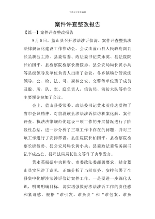 案件评查整改报告