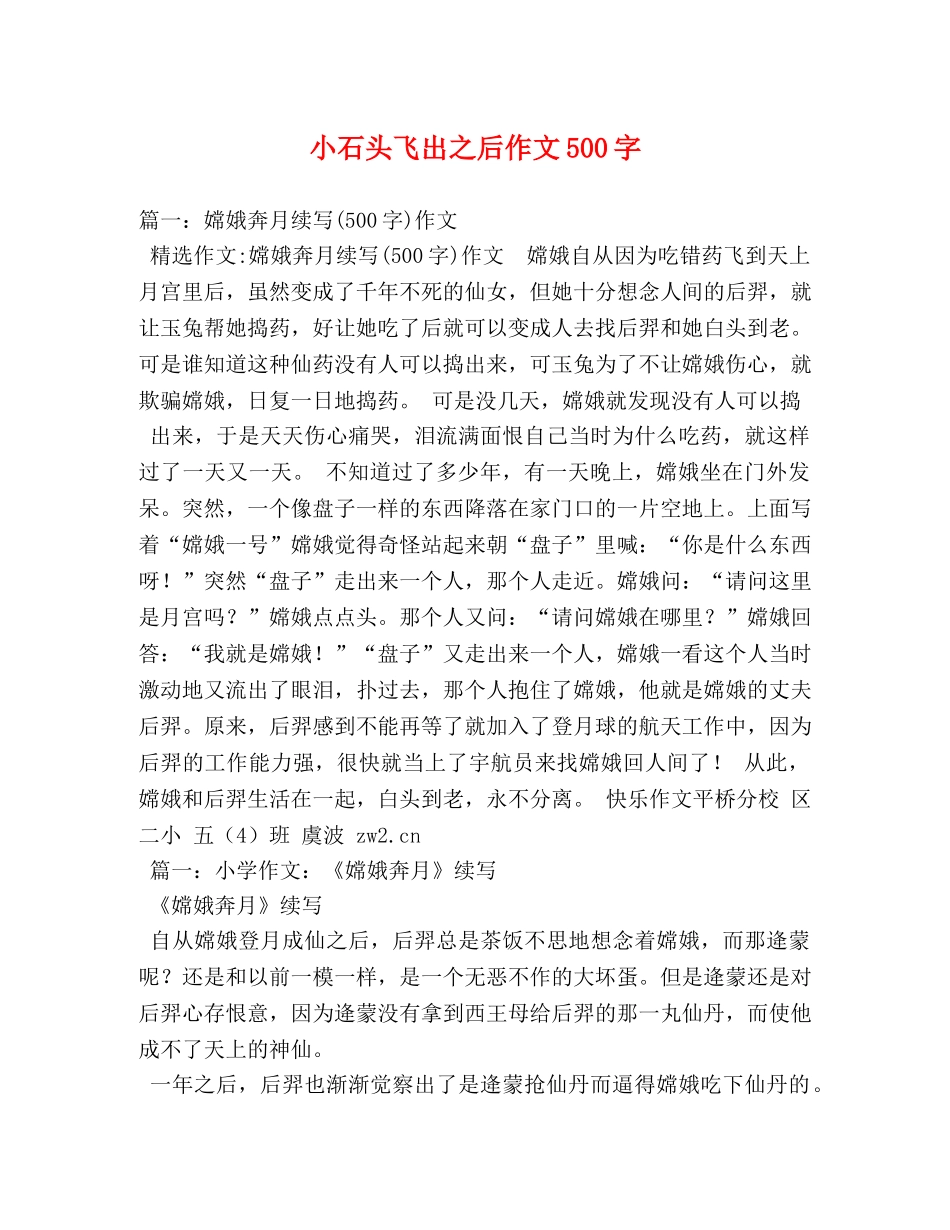 小石头飞出之后作文500字 _第1页