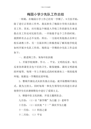 梅园小学少先队工作总结