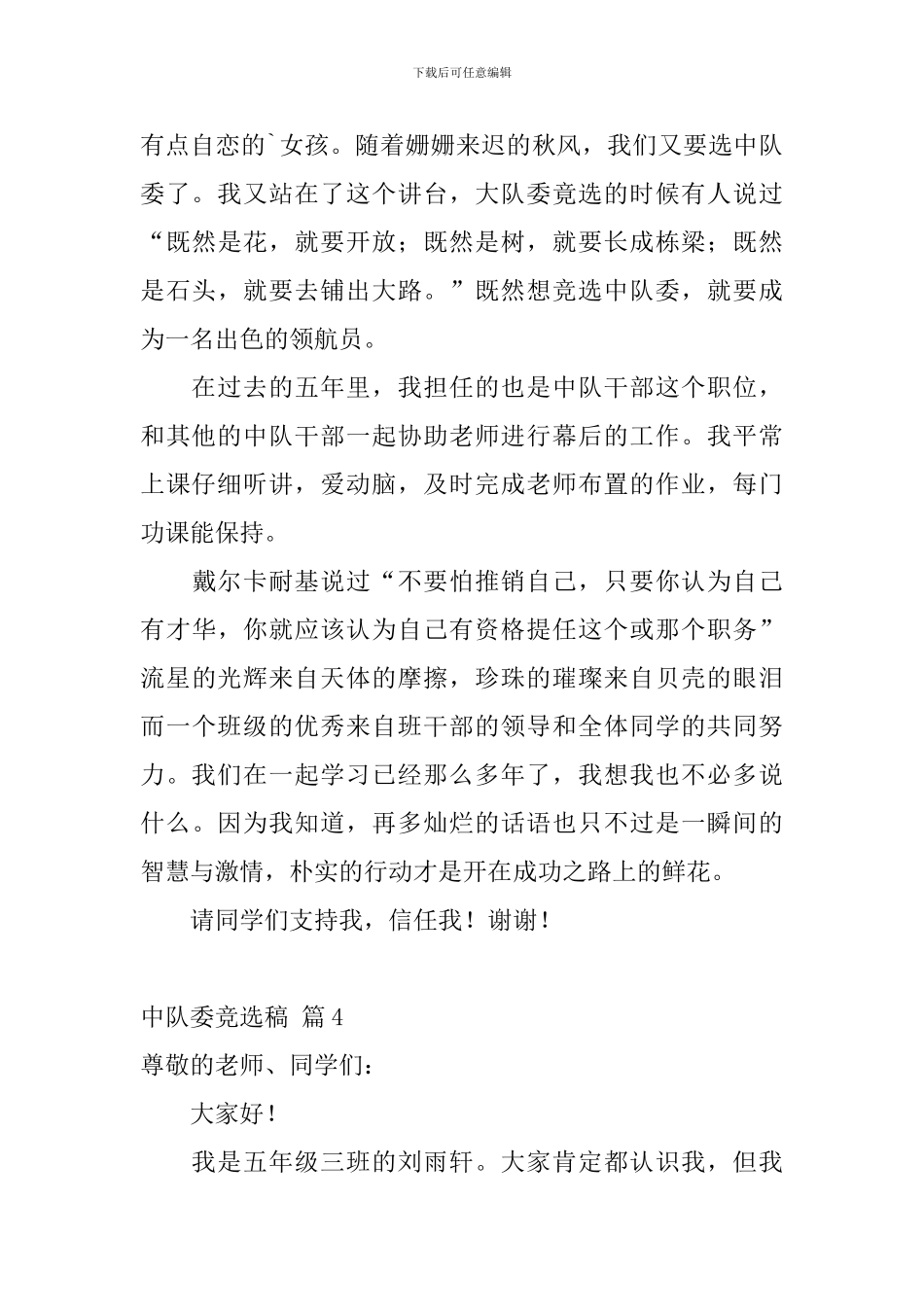 中队委竞选稿模板锦集8篇_第3页