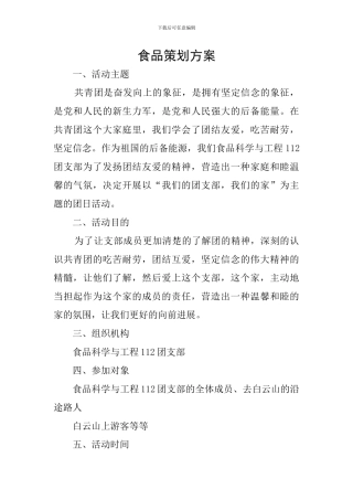 食品策划方案