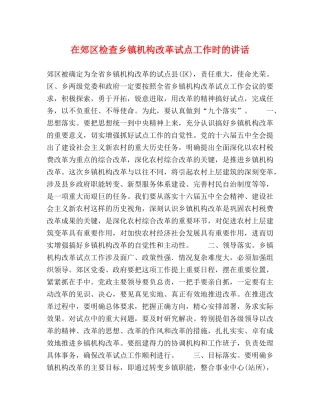 在郊区检查乡镇机构改革试点工作时的讲话 