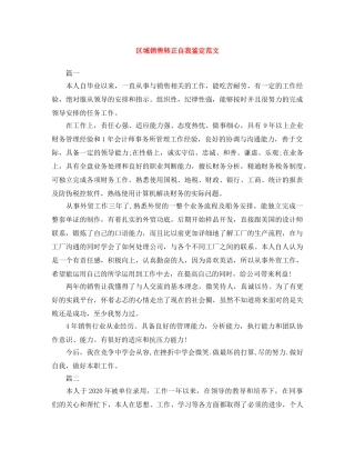 区域销售转正自我鉴定范文 