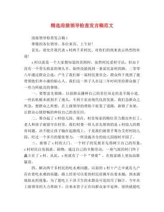 精选迎接领导检查发言稿范文 