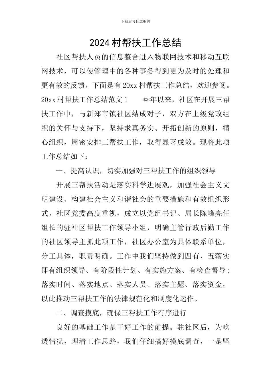 2024村帮扶工作总结_第1页