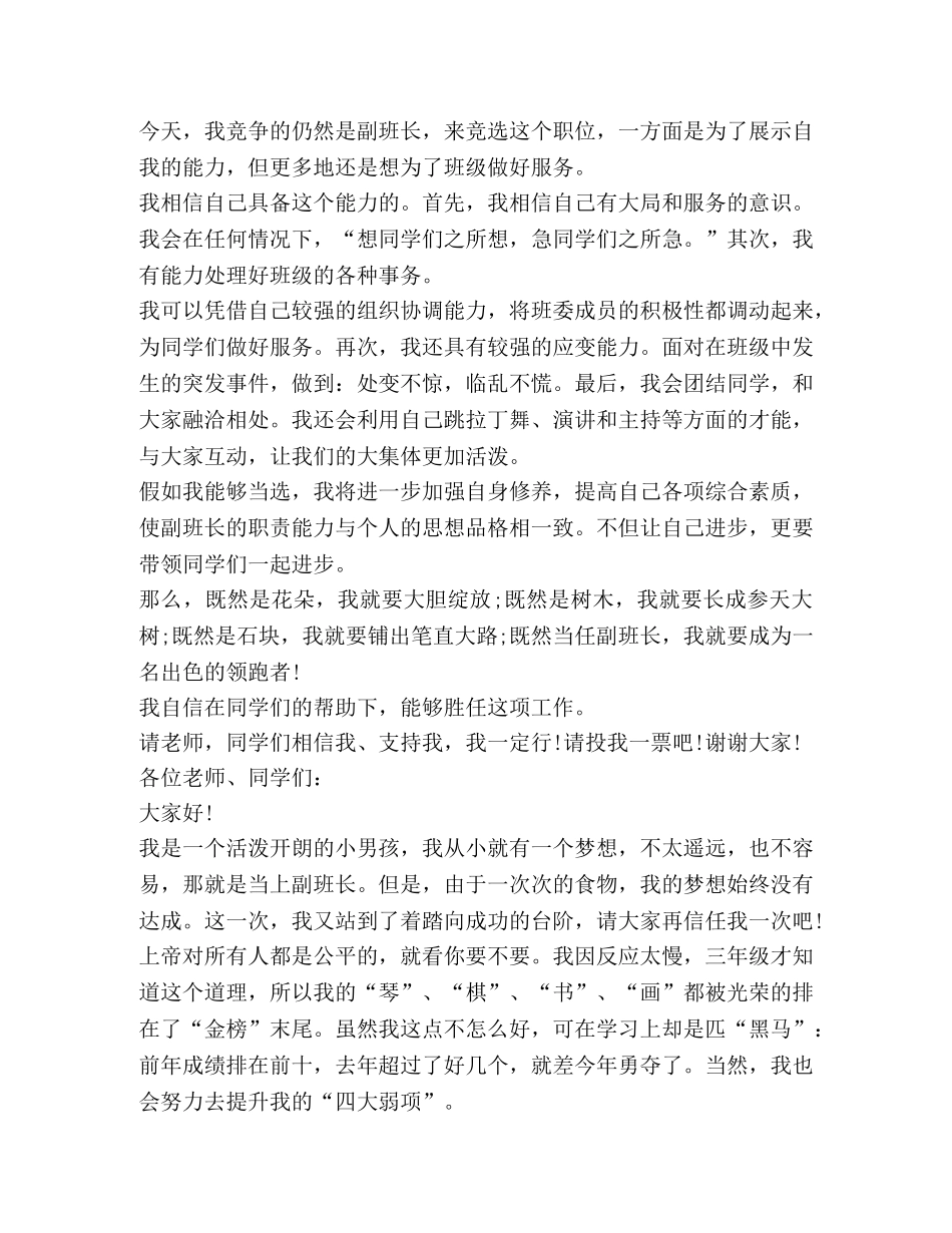 关于竞选副班发言 _第3页