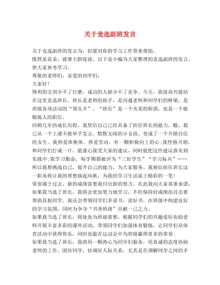 关于竞选副班发言 