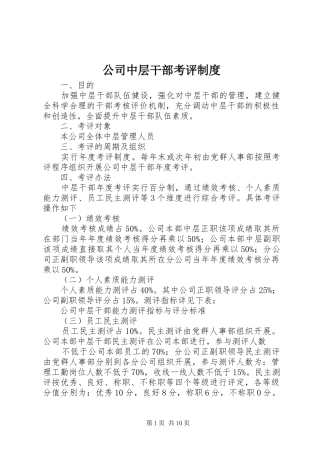 公司中层干部考评制度