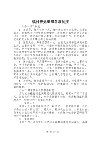 镇村级党组织各项制度