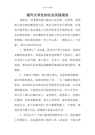 描写大学生的社会实践报告