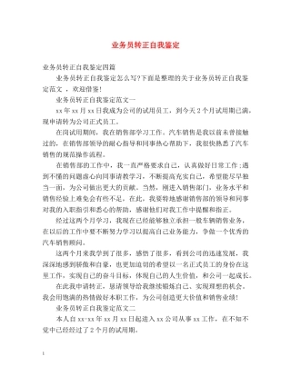 业务员转正自我鉴定 